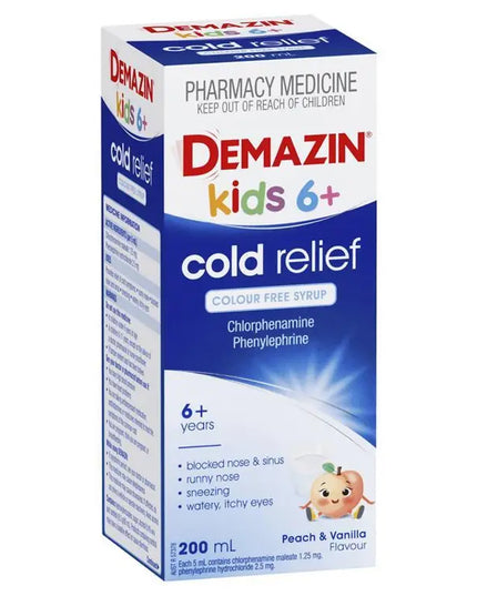 Demazin Kids 6+ Cold Relief Colour Free Syrup 200ml