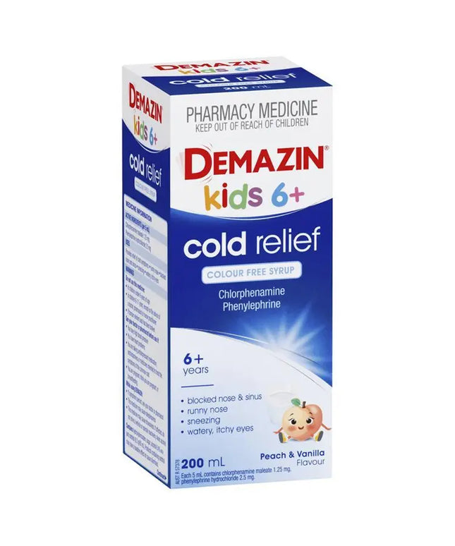 Demazin Kids 6+ Cold Relief Colour Free Syrup 200ml