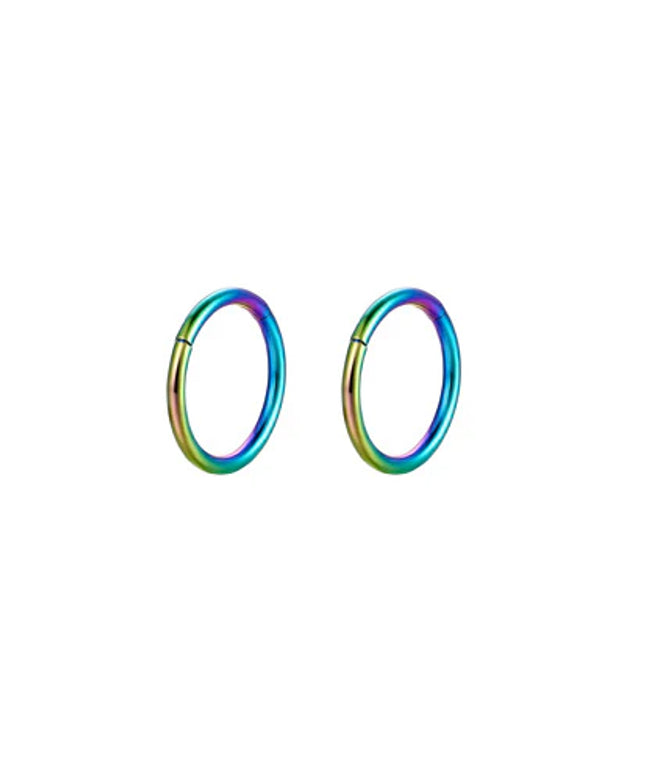 Ear Hinged Ring Rainbow 10mm