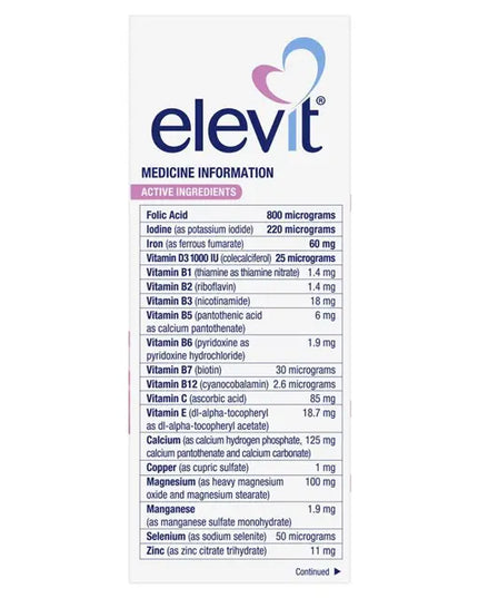 Elevit Pre-conception & Pregnancy 100 Tablets
