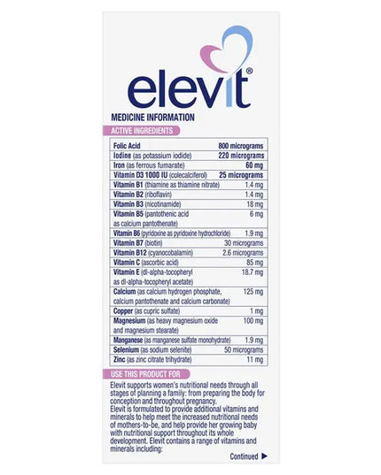Elevit Pre-conception & Pregnancy 30 Tablets