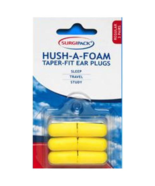 Surgipack 6257 Ear Plugs Hush Taper Regular 3 pack