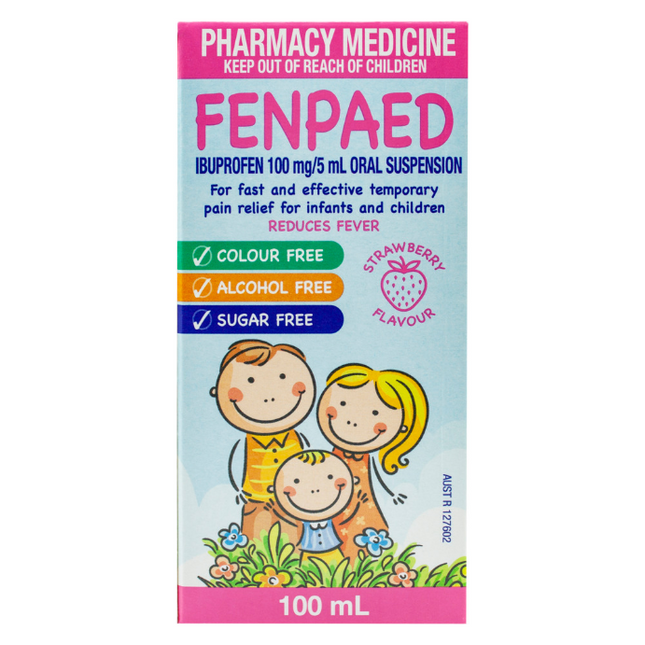 FENPAED Oral Liquid Ibufropen 100mg/5mL Strawberry Flavour 100mL