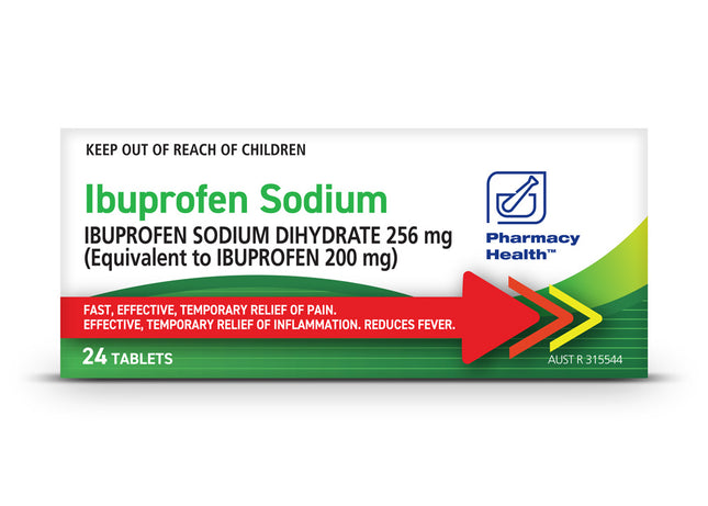 Pharmacy Health Ibuprofen Sodium 256mg 24 Tablets