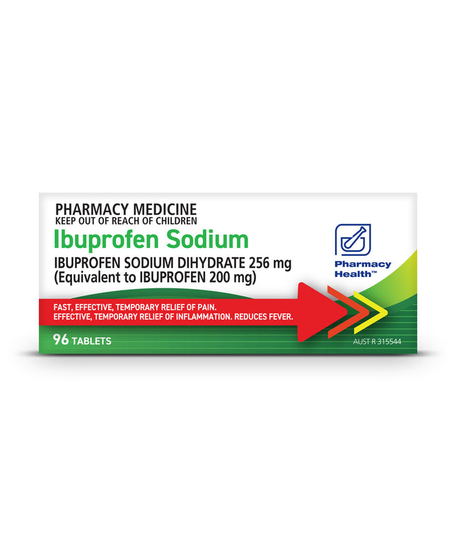 Pharmacy Health Ibuprofen Sodium 256mg 24 Tablets