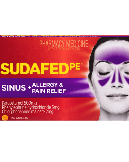 Sudafed PE Sinus + Allergy & Pain Relief Tablets 24 Pack