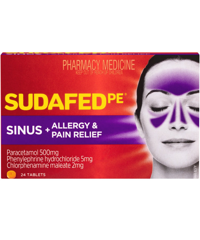 Sudafed PE Sinus + Allergy & Pain Relief Tablets 24 Pack