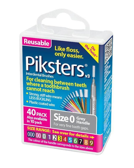 Piksters Interdental Brushes Grey Size 0 40pk