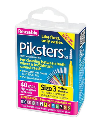 Piksters Interdental Brushes Yellow Size 3 40pk