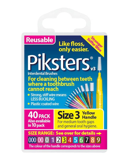 Piksters Interdental Brushes Yellow Size 3 40pk