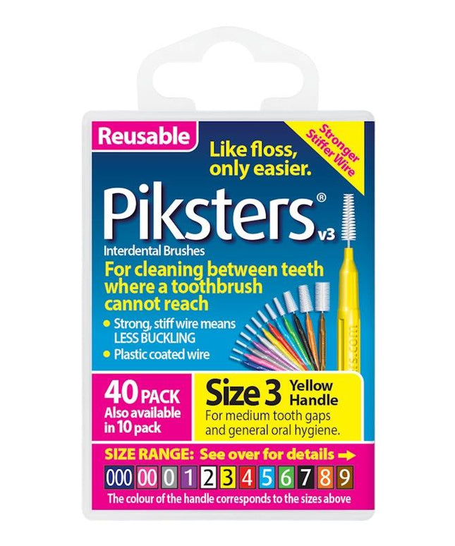 Piksters Interdental Brushes Yellow Size 3 40pk