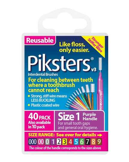 Piksters Interdental Brushes Purple Size 1 40pk