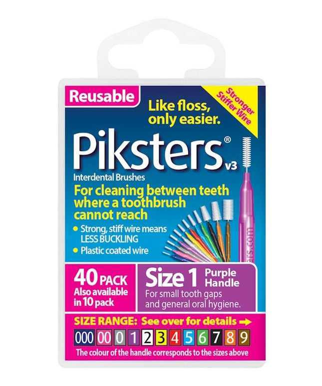 Piksters Interdental Brushes Purple Size 1 40pk