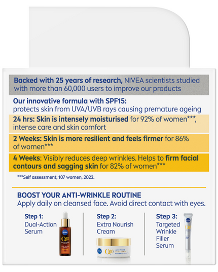 NIVEA Q10 Anti-Wrinkle + Replenishing Mature Day Cream SPF15 50mL