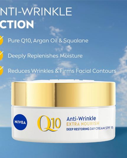 NIVEA Q10 Anti-Wrinkle + Replenishing Mature Day Cream SPF15 50mL