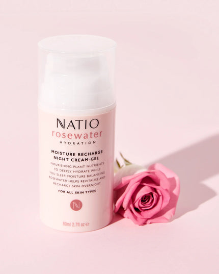 Natio Rosewater Hydration Moisture Recharge Night Cream-Gel 80ml