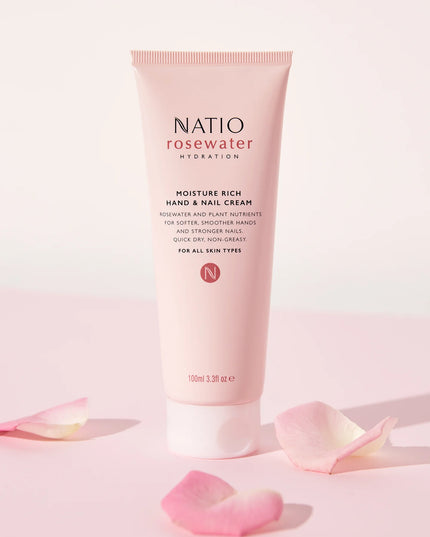 Natio Rosewater Hydration Moisture Rich Hand & Nail Cream 100ml