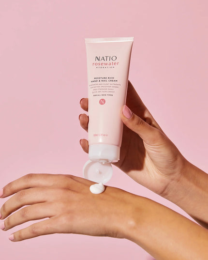 Natio Rosewater Hydration Moisture Rich Hand & Nail Cream 100ml