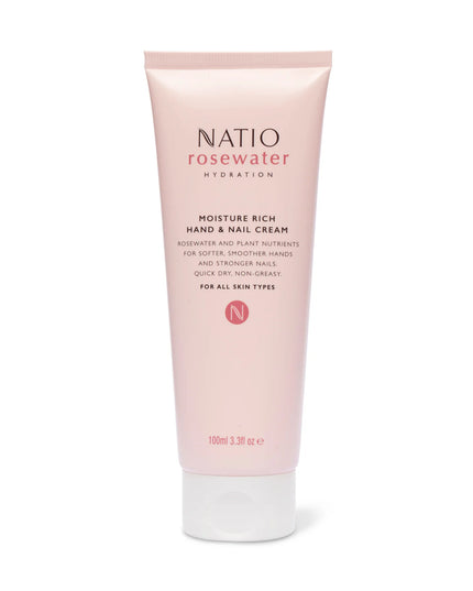 Natio Rosewater Hydration Moisture Rich Hand & Nail Cream 100ml