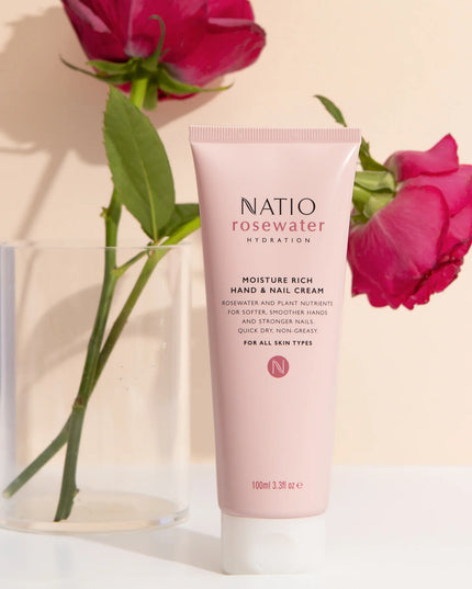 Natio Rosewater Hydration Moisture Rich Hand & Nail Cream 100ml
