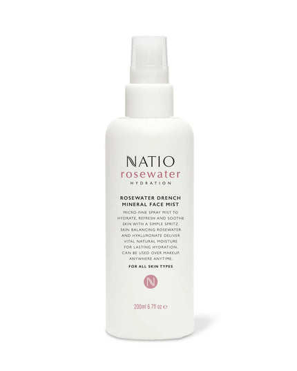 Natio Rosewater Hydration Drench Mineral Face Mist 200ml
