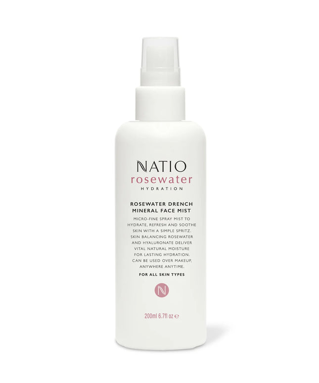 Natio Rosewater Hydration Drench Mineral Face Mist 200ml