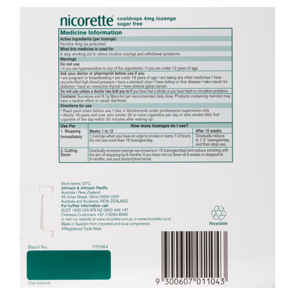 Nicorette Cool Drops 4mg 80 pack