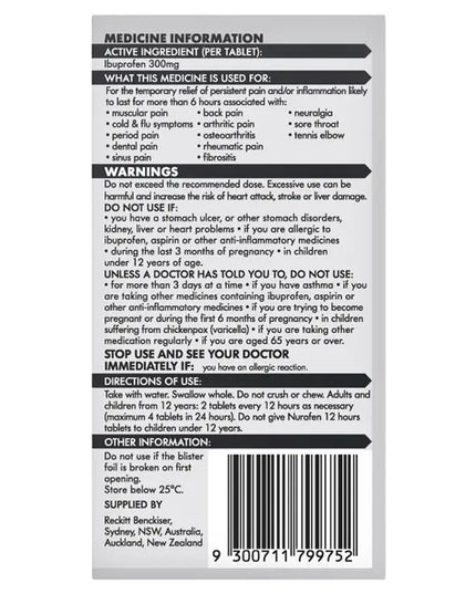 Nurofen 12 Hour Relief 300mg - 12 Tablets