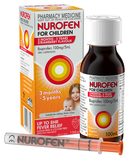 Nurofen For Children 3 months - 5 years Strawberry Flavour 100mL