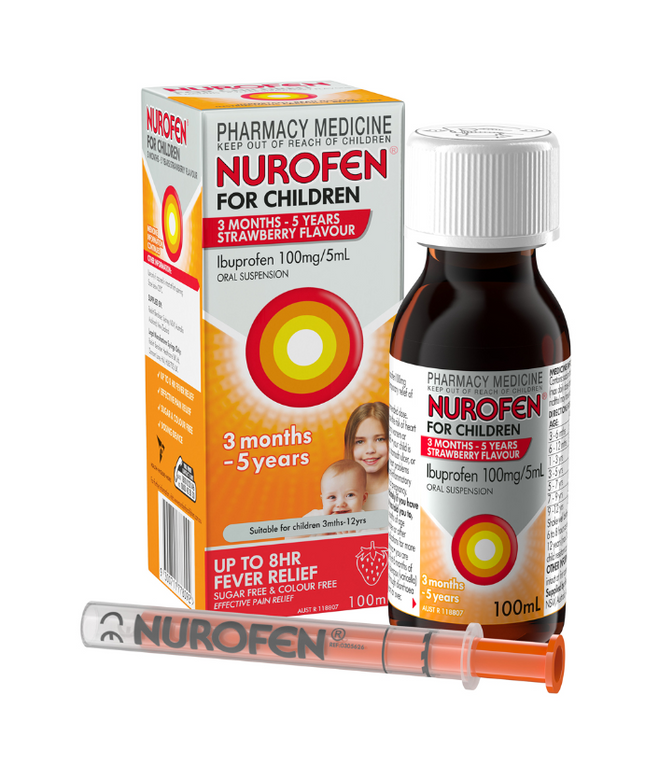 Nurofen For Children 3 months - 5 years Strawberry Flavour 100mL