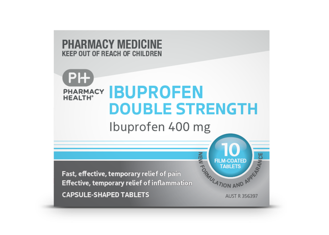 Pharmacy Health Ibuprofen 400mg Double Strength 10 Tablets