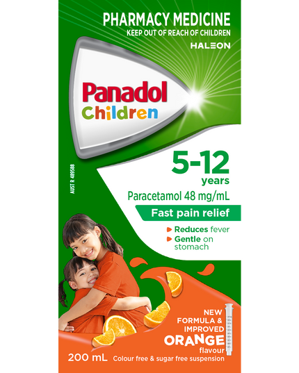 Panadol Children Liquid 48mg/Ml 5-12yrs Orange 200ml