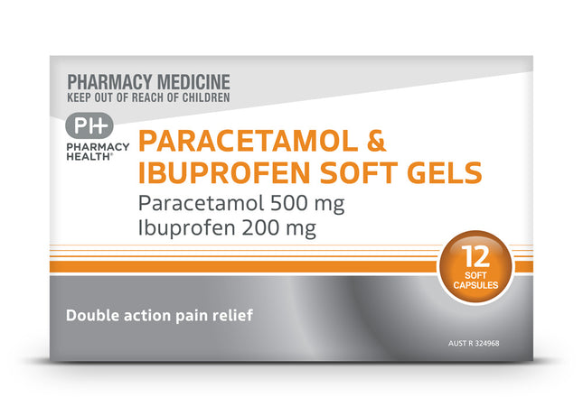 PHARMACY HEALTH Paracetamol & Iburofen Soft Gel 12 Capsules