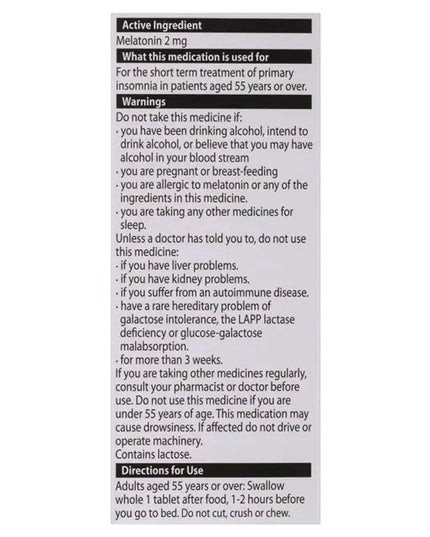 Pharmacist Only Circadin 2mg Tablets 30 (Aged 55+ only) - Melatonin (S3)