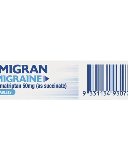 Pharmacist Only Imigran Migraine 50mg 2 Tablets - Sumatriptan (S3)