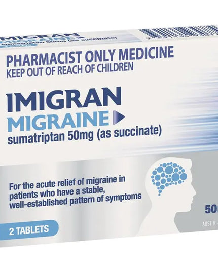 Pharmacist Only Imigran Migraine 50mg 2 Tablets - Sumatriptan (S3)