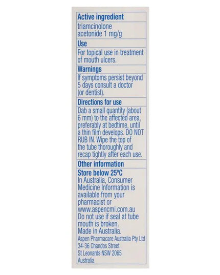 Kenalog in Orabase for Mouth Ulcers 5g - Triamcinolone (S3)