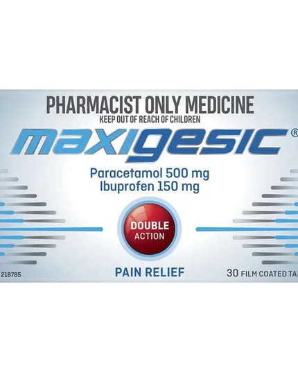 Pharmacist Only Maxigesic Double Action Combination Pain Relief 30 Tablets - Paracetamol + Ibuprofen (S3)
