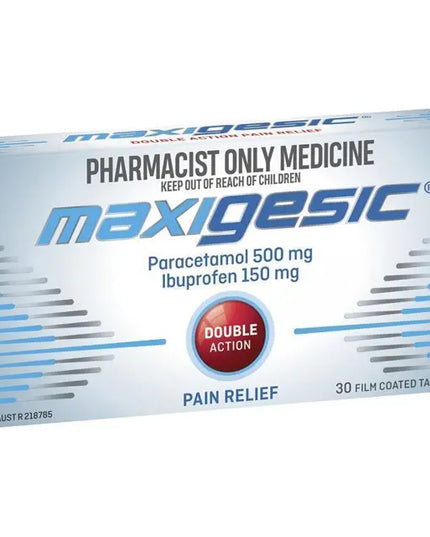 Pharmacist Only Maxigesic Double Action Combination Pain Relief 30 Tablets - Paracetamol + Ibuprofen (S3)