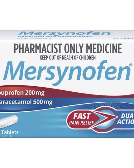 Pharmacist Only  Mersynofen Pain Relief Tablets with Paracetamol + Ibuprofen 30 Pack (S3)