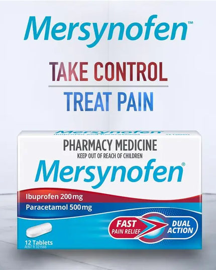 Pharmacist Only  Mersynofen Pain Relief Tablets with Paracetamol + Ibuprofen 30 Pack (S3)