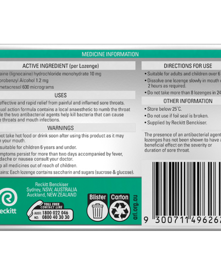 Strepsils Plus Anaesthetic Throat Lozenges 16 Lozenges
