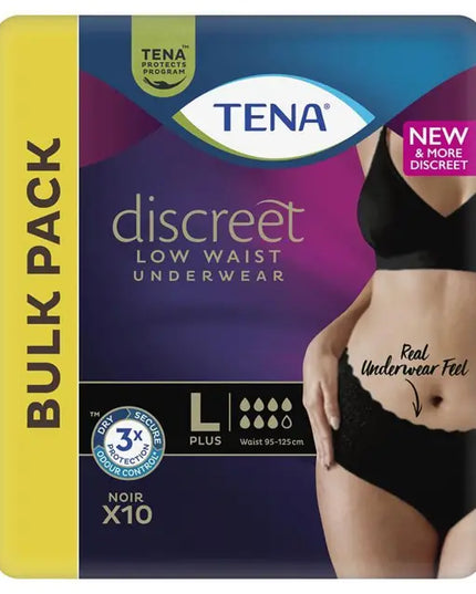 Tena Pants Discreet Black Large 10 Pack