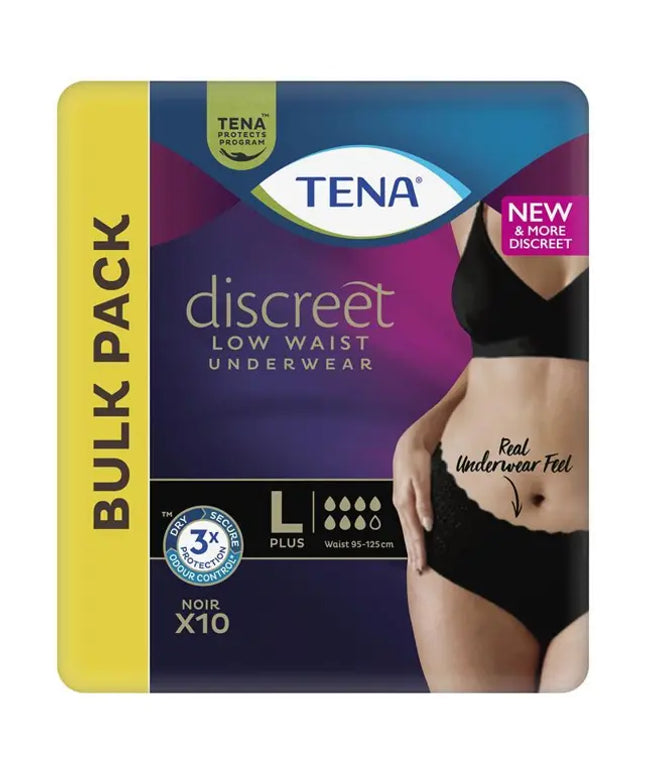 Tena Pants Discreet Black Large 10 Pack