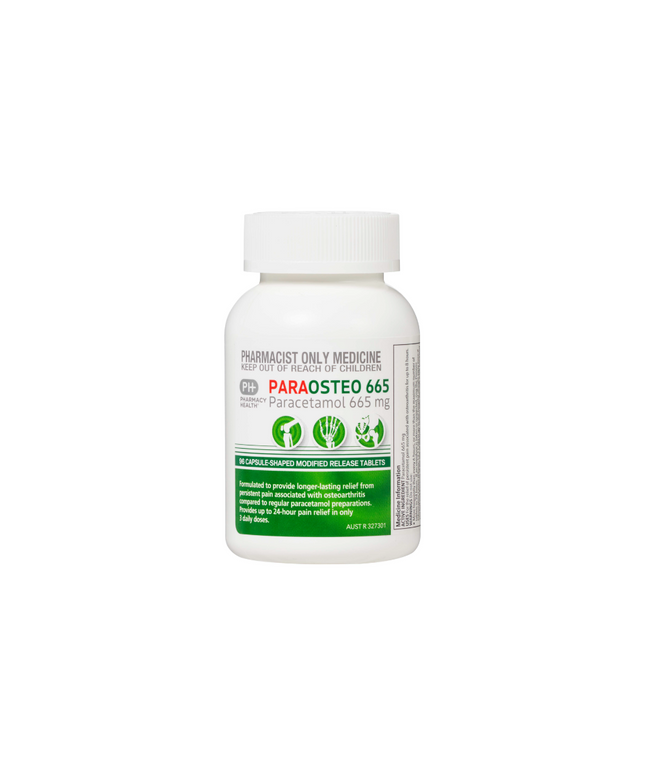 PHARMACY HEALTH Paraosteo Paracetamol Osteo 665mg Sustained Release Bottle 96 Tablets