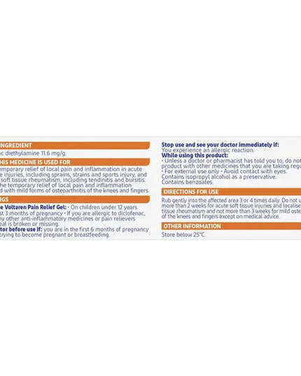 Voltaren Pain Relief Gel 1.16% 50g
