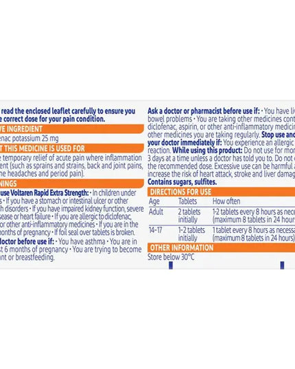 Voltaren Rapid 25mg Tablets 20 - Diclofenac (S3)