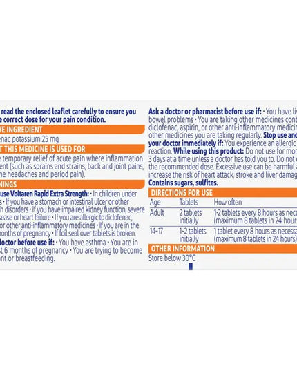 Voltaren Rapid 25mg Tablets 30
