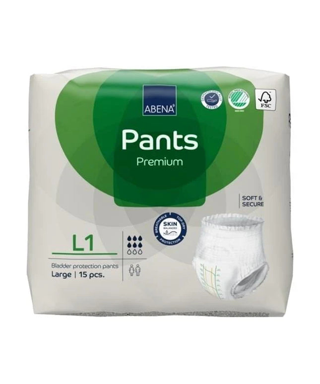 Abena Pants L1 Grn 1400ml 100-140cm - Pack of 15
