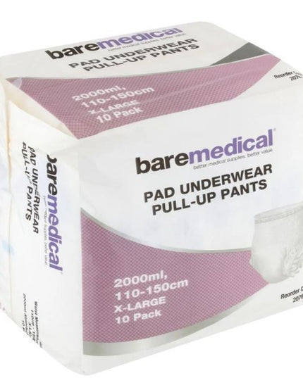 Bare Medical Underwear Pull Pant Extra Large 2000ml 100-150cm PK10